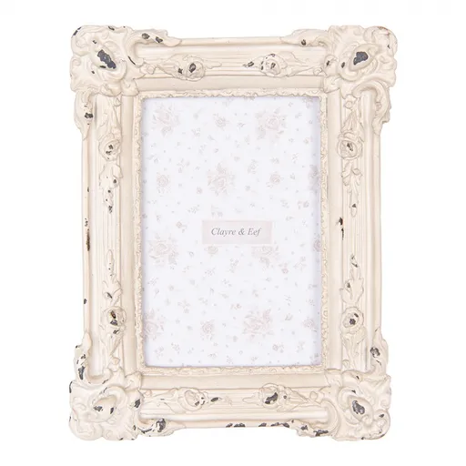 Béžový antik fotorámeček zdobený růžemi Rose - 17*3*21 cm / 10*15 cm 2F1215