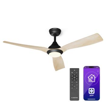 Klarstein Fiji Flow 2 v 1 Smart, stropní ventilátor, Ø 152 cm, LED světlo, dálkové ovládání, ovládání přes aplikaci, dvousměrný provoz