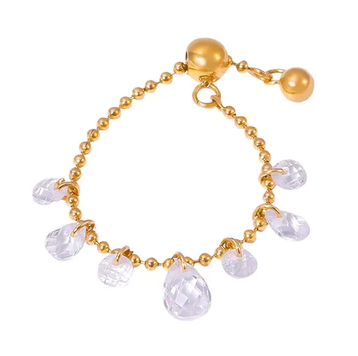 Troli Třpytivý řetízkový prsten z pozlacené oceli