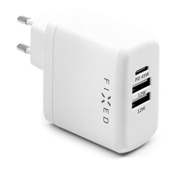 FIXED Travel s USB-C a 2x USB výstupem podpora PD 45W bílá (FIXC45-C2U-WH)