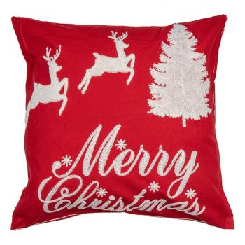 Červený povlak na polštář s jeleny Merry Christmas Deer - 45*45 cm KT021.358