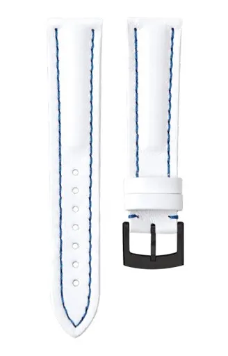 Kožený řemínek Biatec | Bílý z teletiny - 20 mm - Černá