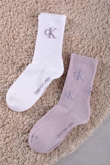 Smetanovo-fialové vzorované ponožky CKJ Women Sock 2P Runfree Logo - dvojbalení