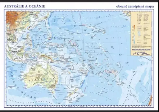 Austrálie a Oceánie - školní nástěnná zeměpisná mapa 1:13 mil./136x96 cm (Defekt)