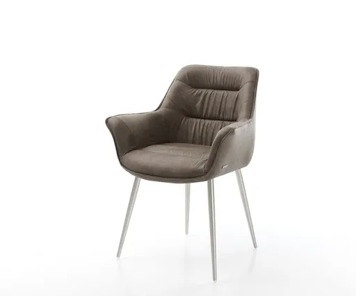 Jídelní židle Kaira-Flex taupe vintage zúžená podnož nerezová