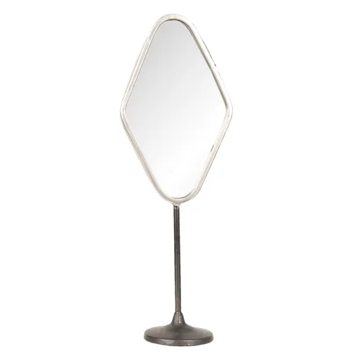 Stříbrné antik kovové stolní kosmetické zrcadlo - 14*9*43 cm 62S169