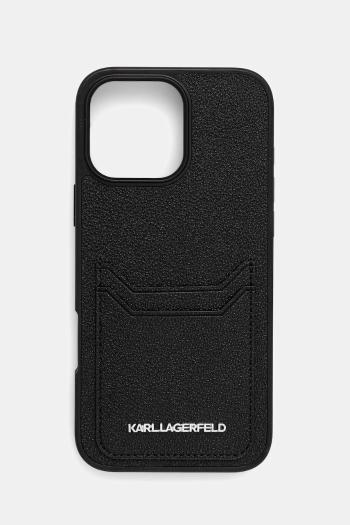Puzdro na mobil Karl Lagerfeld iPhone 16 Pro Max čierna farba, KLHCP16XPKHPORPK