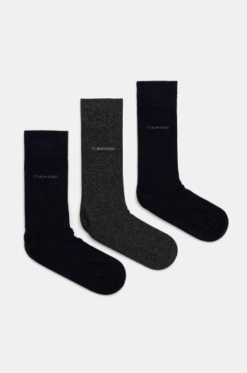 Ponožky Calvin Klein 3-pack pánské, tmavomodrá barva, 701226014