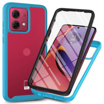 DUAL Obojstranný kryt s fóliou Motorola Moto G84 5G svetlomodrý