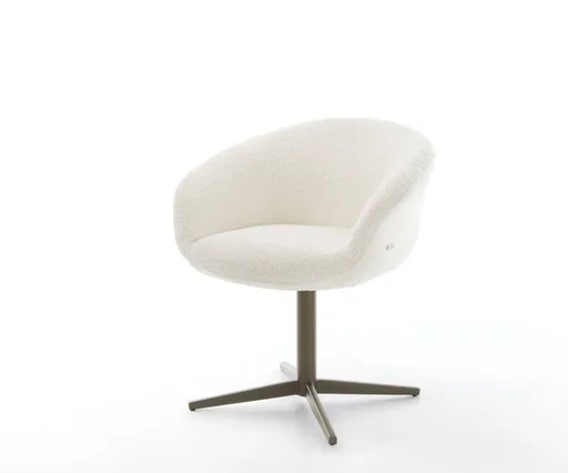 Jídelní židle Vinka-Flex s područkami bouclé bílá podnož