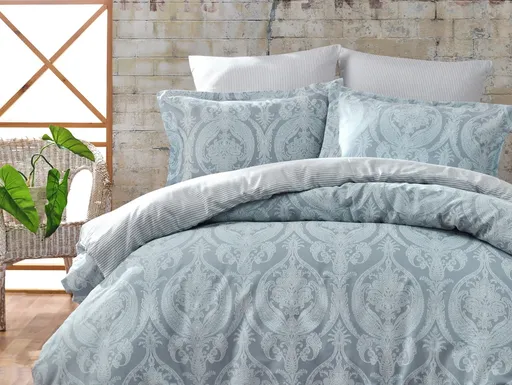 Povlékáme.cz Povlečení bavlněný satén Jacquard modré 140x200 70x90