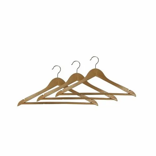 Compactor Sada 3 ks dřevěných ramínek Compactor z přírodního dřeva se zářezy a tyčkou, šířka 44,5 cm