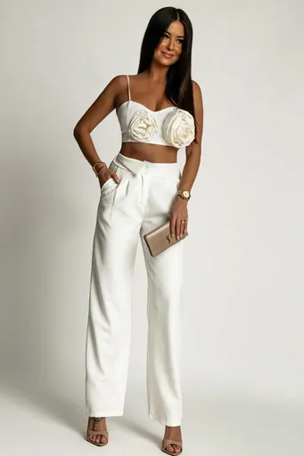Bílý komplet top + kalhoty Berenice