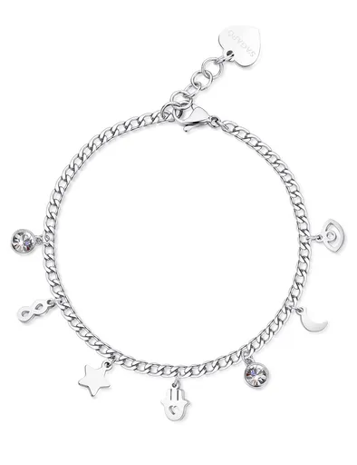 S'Agapõ Stylový ocelový náramek s přívěsky Message SSG12