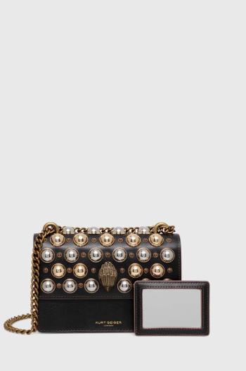 Kožená kabelka Kurt Geiger London SHOREDITCH SM XBODY STUDS černá barva, 2744000109