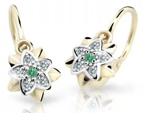 Cutie Jewellery Zlaté dětské náušnice C2210-10-X-1 zelená