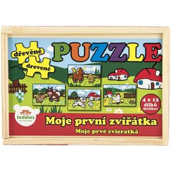 Teddies Puzzle dřevěné Moje první zvířátka 4x12 dílků (8592190512026)