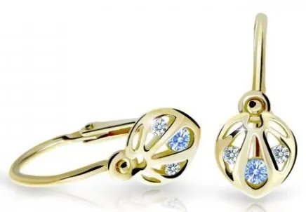 Cutie Jewellery Slušivé dětské náušnice ze žlutého zlata C2265-10-X-1 světle modrá