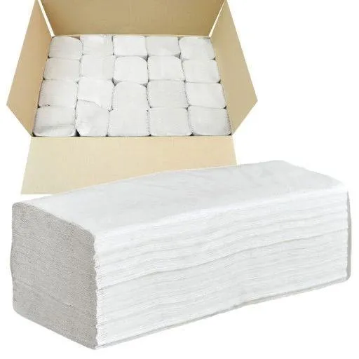 Ručníky pap. Z-Z 2vrs. bílé 100% celuloza 23x21cm 20x150ks=3000ks v krab