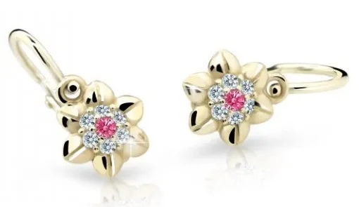 Cutie Jewellery Roztomilé dětské náušnice ze žlutého zlata C2202-10-X-1 fuchsiová