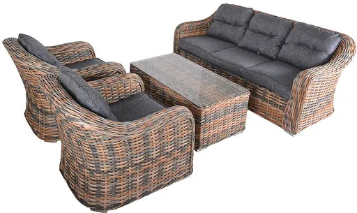 DEOKORK Ratanová sestava CORDOBA (šedo-hnědá)