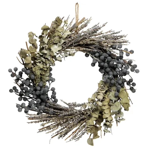 Přírodní věnec s bobulemi levandulí a eucalyptem Fleuria - Ø 35*7 cm Chic Antique