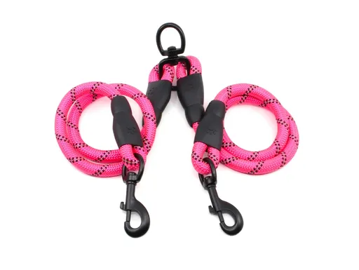 Vsepropejska Fera rozdvojka 75 cm na vodítko pro psa Barva: Růžová, Šířka: 1 cm