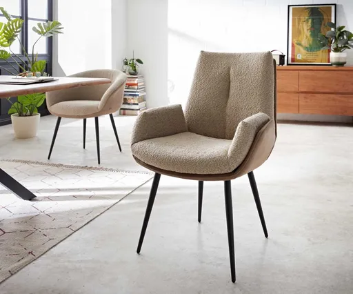 Jídelní židle Clea-Flex béžová zaoblená podnož černá 180°