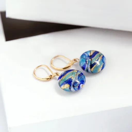 Lampglas Náušnice Blue Capsule s 24karátovým zlatem v perlách Lampglas EP6