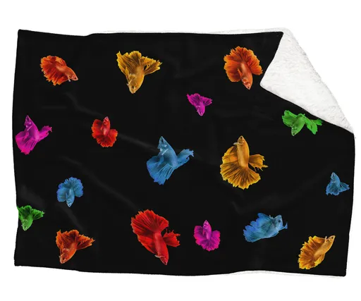 Deka Barevné rybky (Rozměr : 200 x 140 cm, Podšití beránkem: ANO)