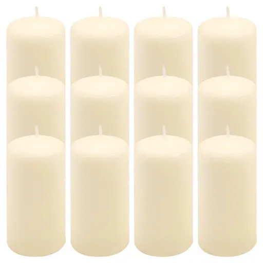 Krémová parafínová svíčka 11,5 cm, 30 h hoření, sada 12 ks