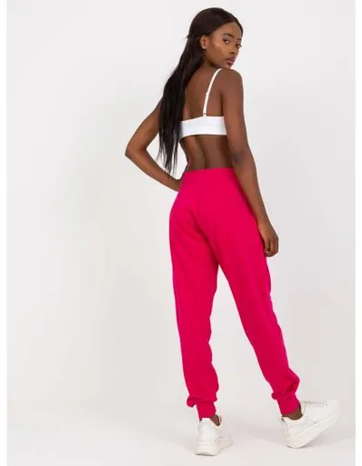 Fuchsiové teplákové kalhoty basic s vysokým pasem