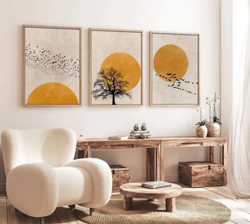 Dekorativní rámovaný obraz z MDF (3 kusy) Huhu147 - 50 x 70