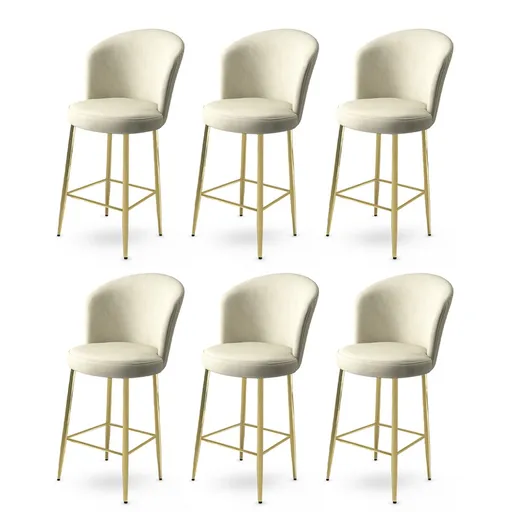 Bar Stool Set (6 Pieces) Fora - Cream, Gold