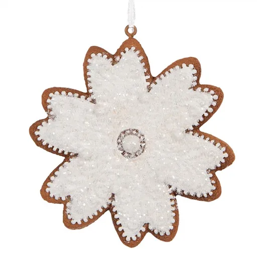 Závěsná dekorace perníková vločka Frosted Ginger - 9*1*10 cm Clayre & Eef