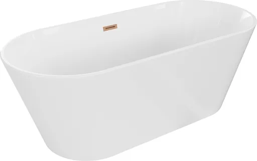 MEXEN/S Flavia vana volně stojící 170 x 75, bílá, sifon a přepad měď kartáčovaná 54031708000-65