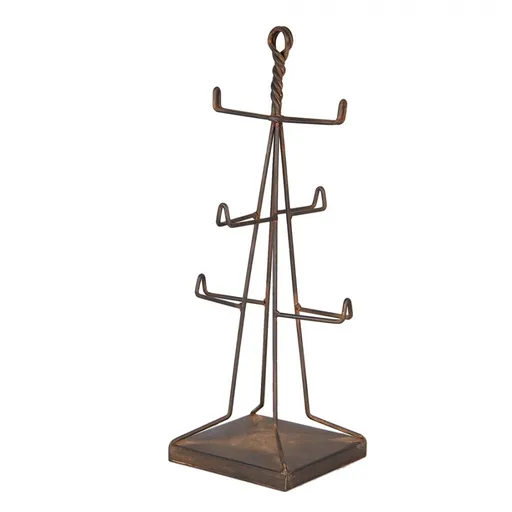 Hnědý antik kovový stojan na 6 hrnků Audrey - 16*16*38 cm 6Y5847