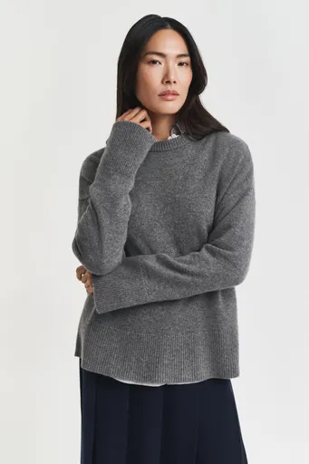 SVETR GANT CASHMERE C-NECK CHARCOAL MELANGE