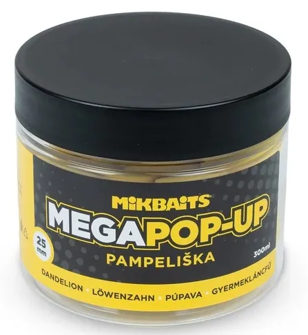 Mikbaits mega plovoucí fluo boilie pampeliška 300 ml 25 mm