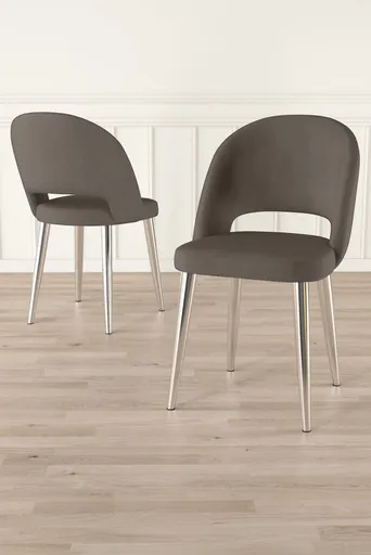 Sada židlí (6 kusů) Pane - Cappuccino, Chrome