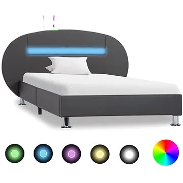 Shumee s LED světlem šedý umělá kůže 90×200 cm, 285438 (285438)