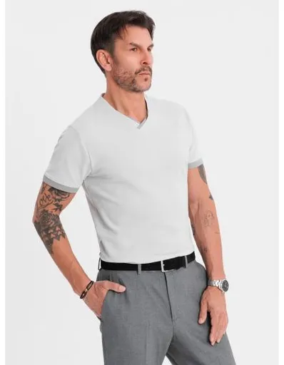 Klasické pánské bavlněné tričko BASIC - tmavě modré V2 OM-TSBS-0236