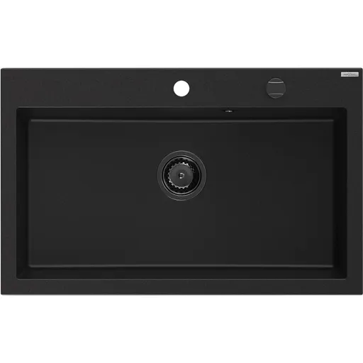 MEXEN/S Elix granitový dřez 1-miska 800 x 500 mm, černá, sifon zlatá 6527801005-77-B