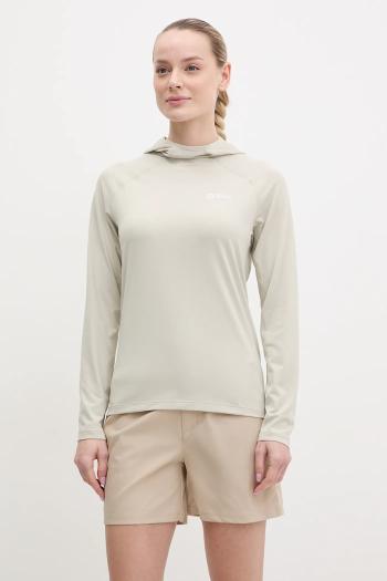 Outdoorová mikina Jack Wolfskin Prelight Swift béžová farba, s kapucňou, jednofarebná, A63802