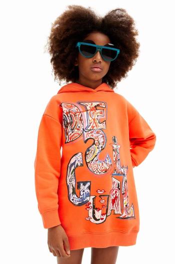 Dětské bavlněné šaty Desigual oranžová barva, mini, oversize, 24WGVK15