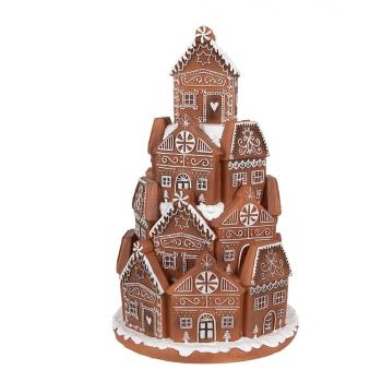 Svítící perníková věž z chaloupek Gingerbread House - Ø 18 * 28 cm/ 3*AAA 6PR4342