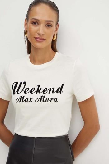 Bavlněné tričko Weekend Max Mara béžová barva, 2425976031600