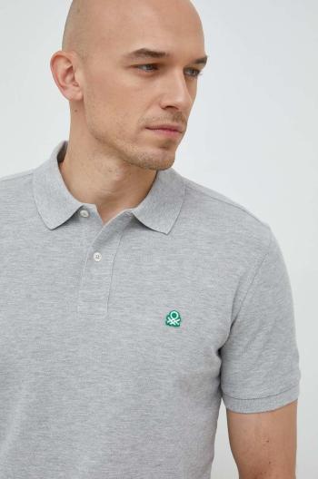 Bavlněné polo tričko United Colors of Benetton šedá barva