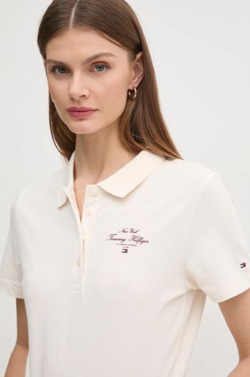 Polo tričko Tommy Hilfiger béžová barva, WW0WW43930