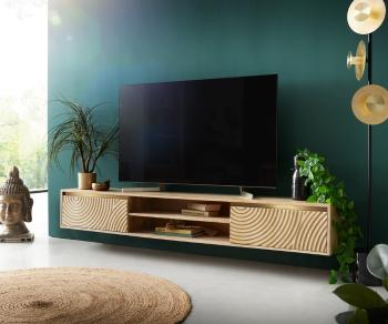 TV stolek Budaya mango přírodní 200 cm 2 dvířka 2 přihrádky